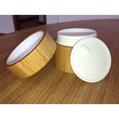 hot sale wooden box cosmetic bamboo cream jar outer bamboo inner 30g/30ml skin care cream jar bamboo packaging