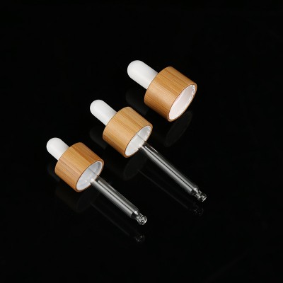 Luxury glass with bamboo wooden part manufacturer dropper pump cosmetic packaging